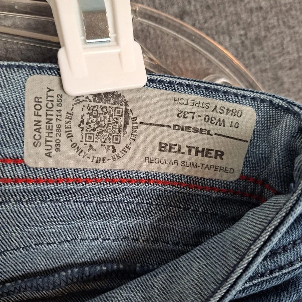 Diesel Belther Jeans Mens 32x32* Blue Regular Slim Tapered Stretch Wash 084SY